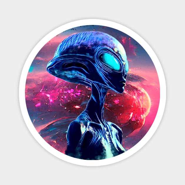 Alien Wisdom Psychedelic Scifi Art Magnet by BluedarkArt